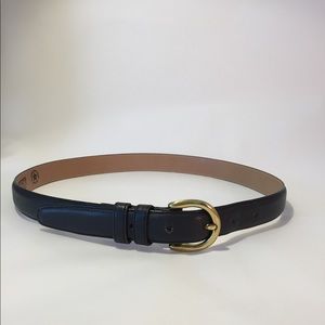 COPY - Lands' End Leather Belt, Black with Brass Buckle